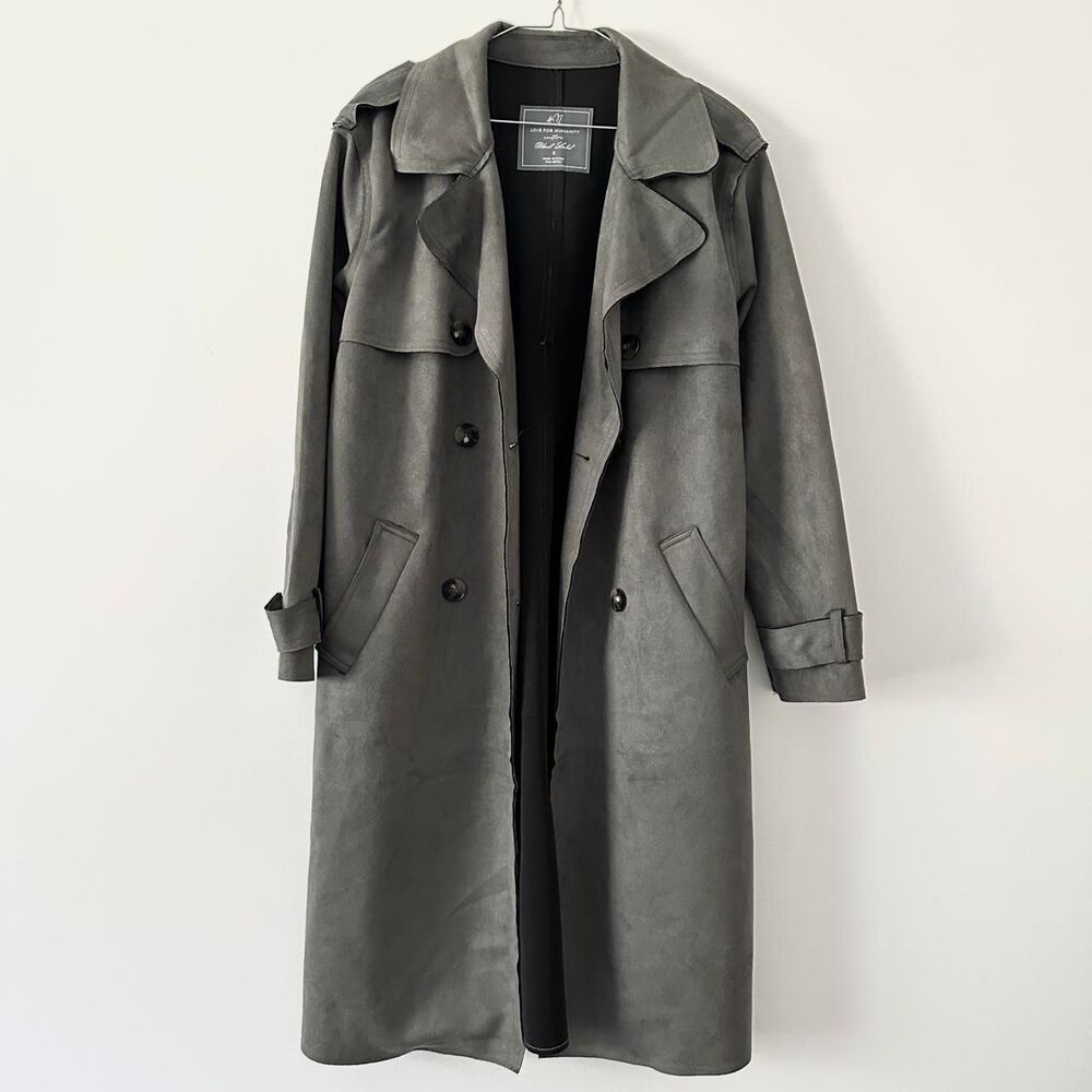 Love for Humanity Couture Black Label gray double-breasted trench coat Small